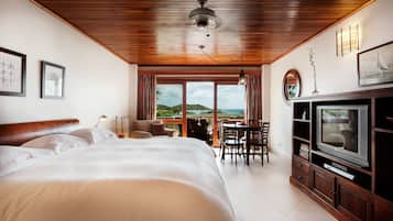Premium bedding, down comforters, pillowtop beds, in-room safe