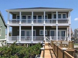 Exterior - Experience oceanfront bliss at A Peace of Heaven, a spacious 6-bedroom retreat in Holden Beach. (Holden Beach)