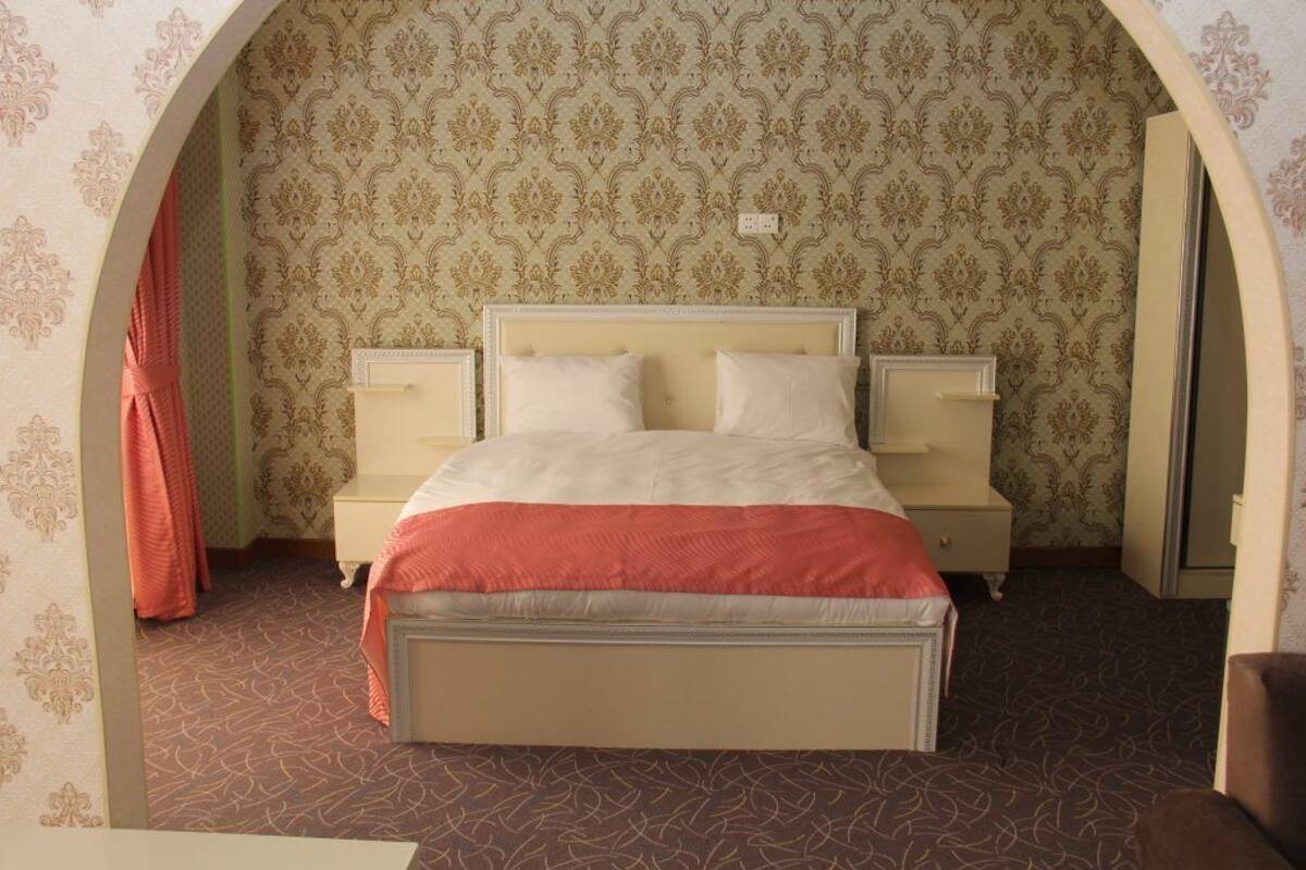 Desk, laptop workspace, blackout curtains, free WiFi