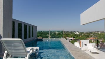 Outdoor pool, pool loungers