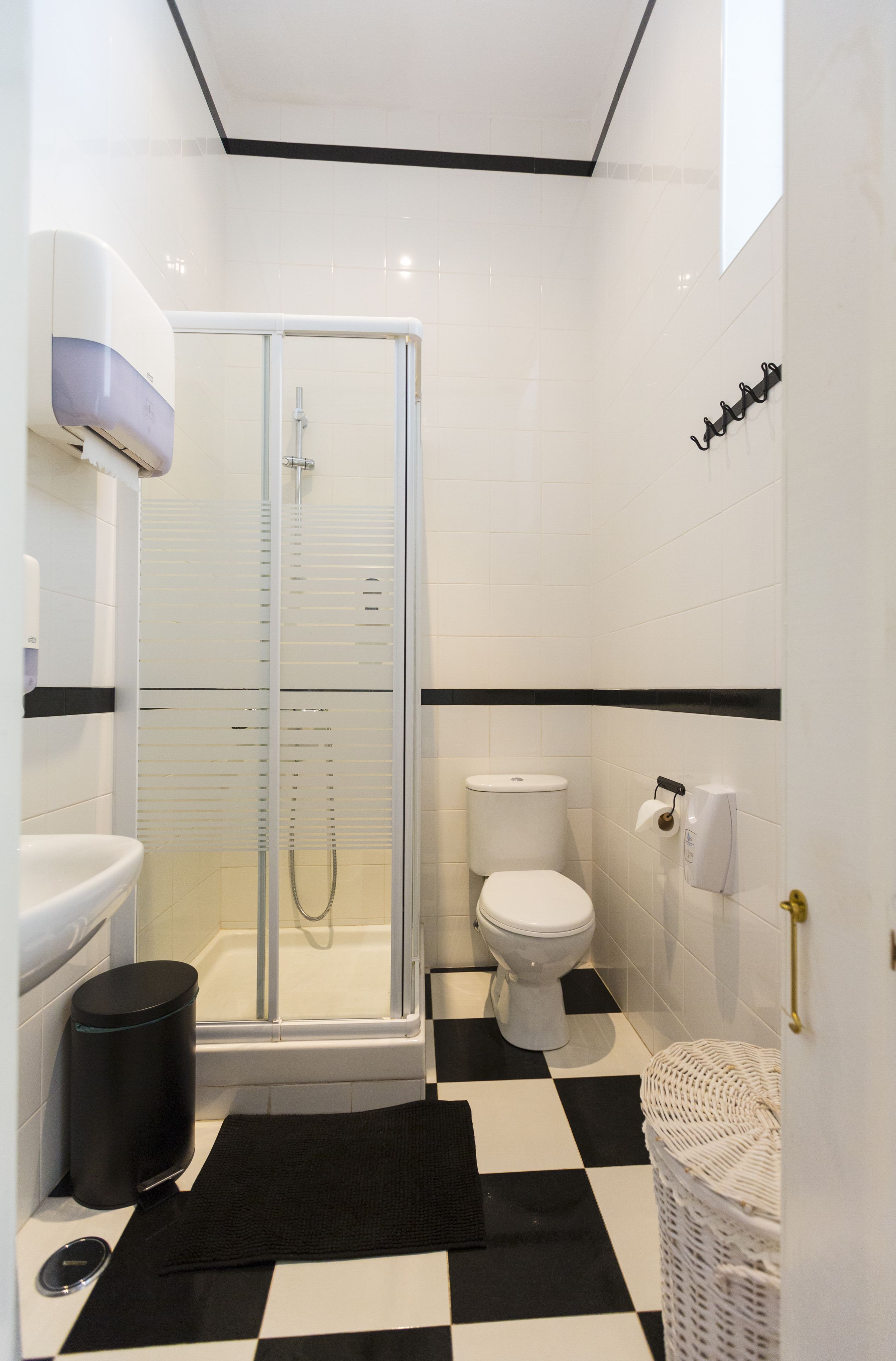 hair dryer, bidet, towels, soap