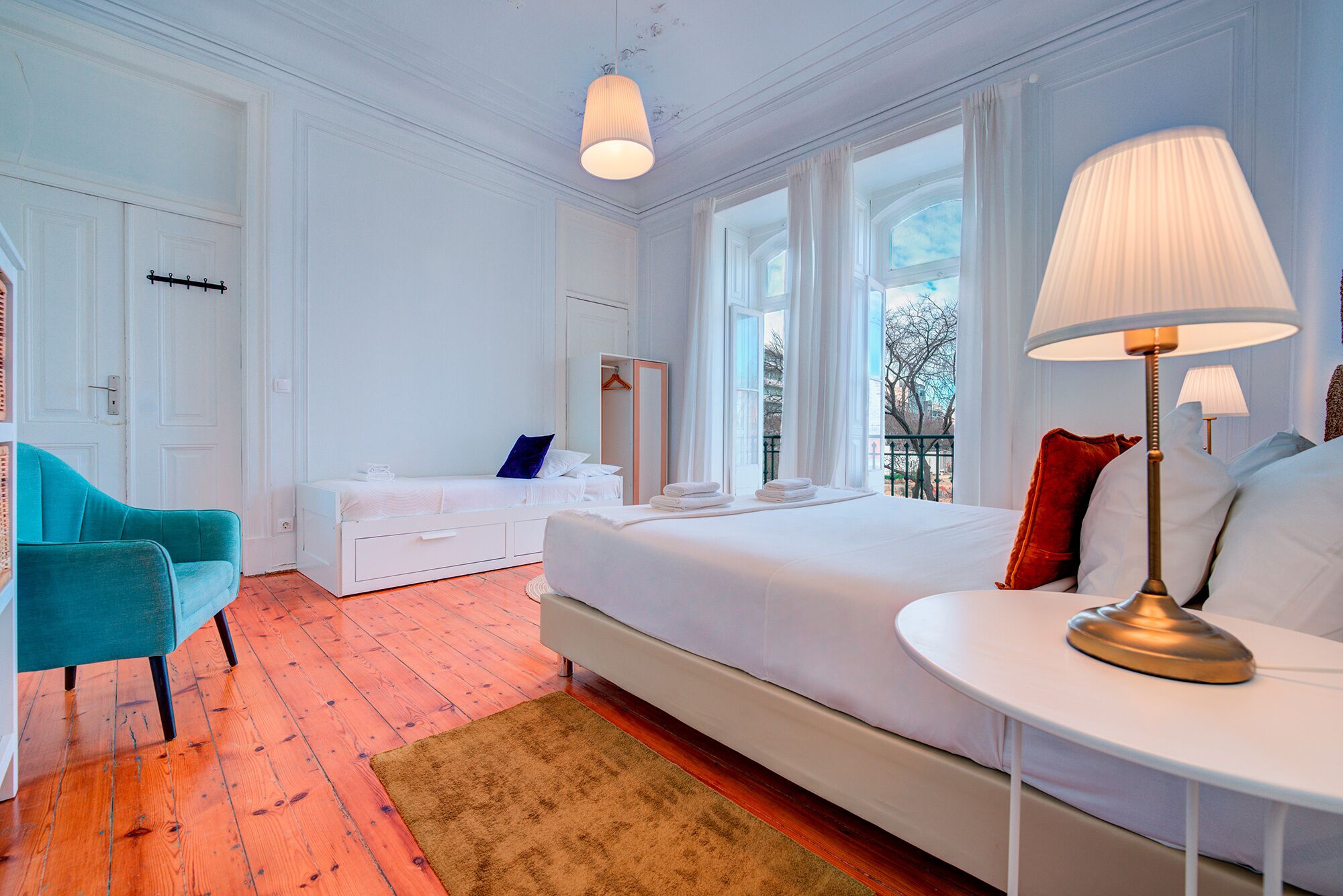 family quadruple room, shared bathroom | 1 bedroom, laptop workspace, blackout curtains, iron/ironing board