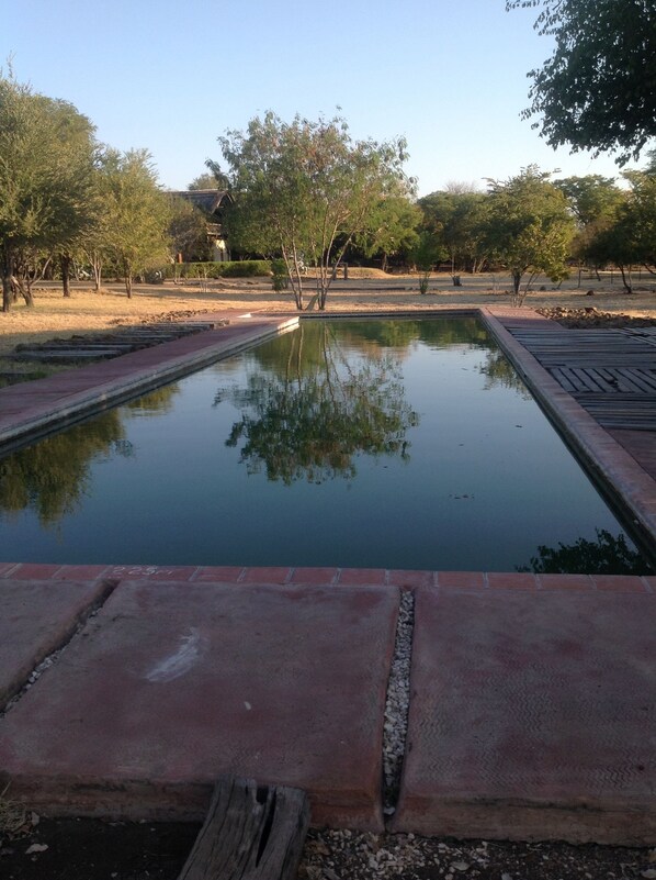 Alberca al aire libre y una alberca natural