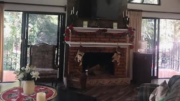 TV, fireplace
