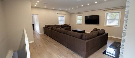 Smart TV, fireplace, table tennis, books