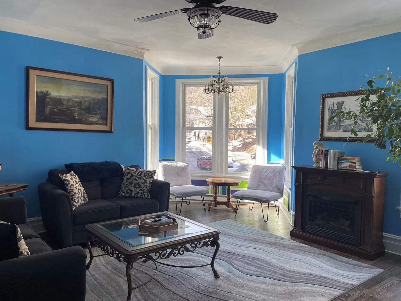 電視、壁爐、書籍