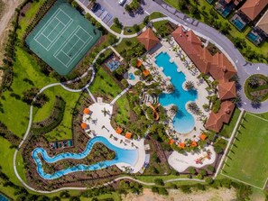 Outdoor pool - Solterra Sunshine - extra large pool/spa faces South- views - game room, resort (Davenport)