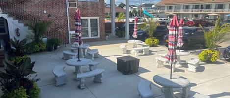 communal outdoor seating area