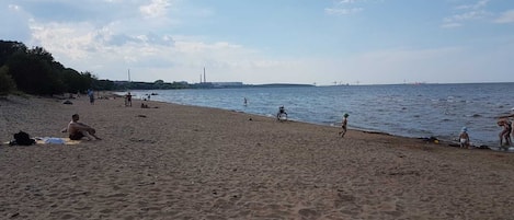 On the beach, beach towels