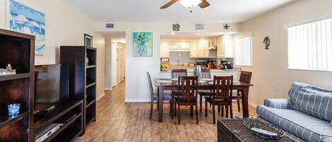 TV, DVD player, stereo