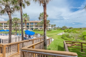 Enjoy stunning ocean views from the resort's beachfront deck, pool area, and spacious balconies.
