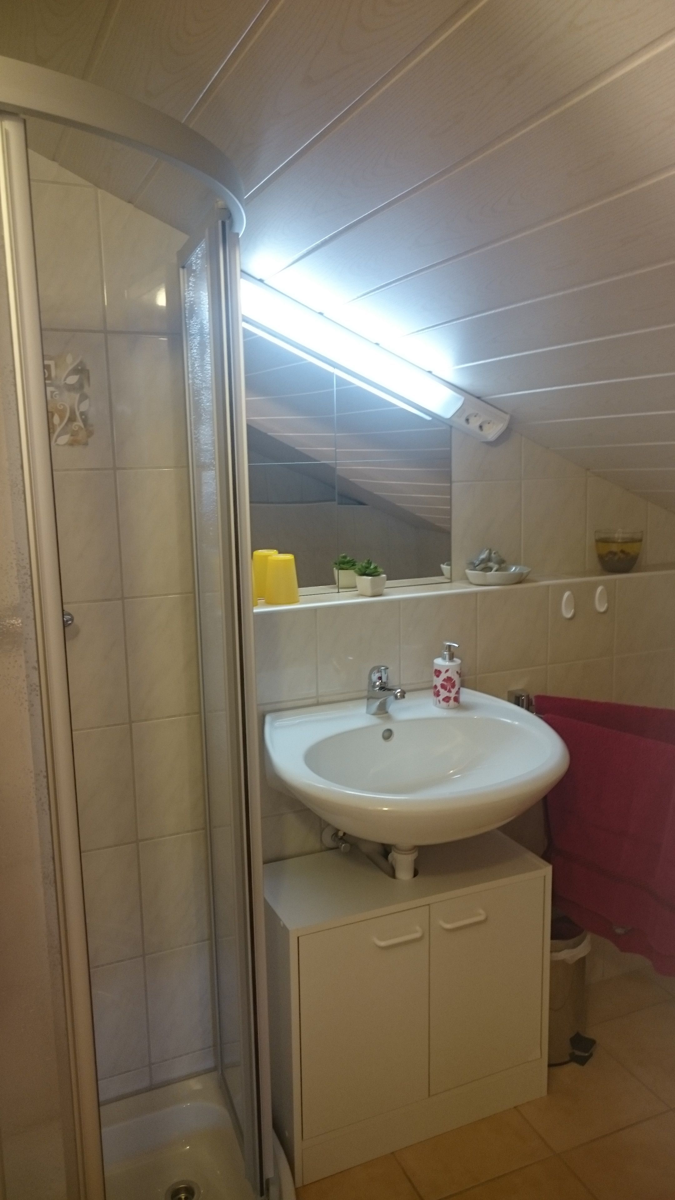 Dusche, Haartrockner, Handtücher