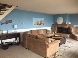 TV, DVD player, video library