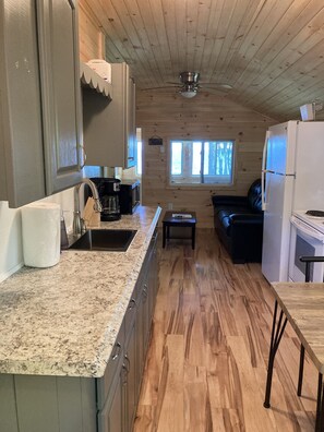 Fridge, microwave, oven, stovetop - TWO Waterfront Camps on Sebago Lake (Standish)