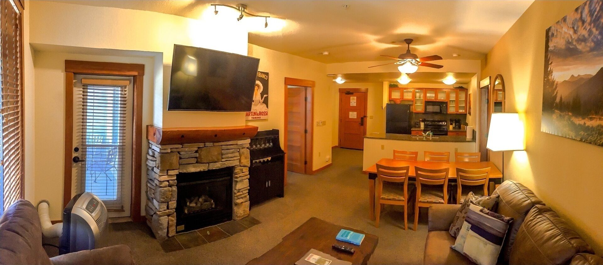 Smart TV, fireplace, Netflix, books