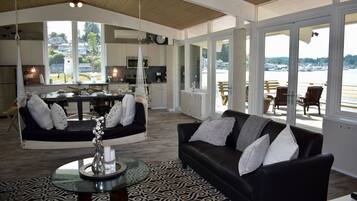 Smart TV, fireplace, table tennis, books