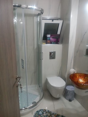 Haartrockner, Handtücher, Seife, Shampoo