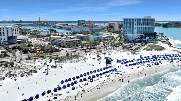 Enjoy stunning ocean views from this beachfront hotel, where guests can relax under shaded umbrellas.