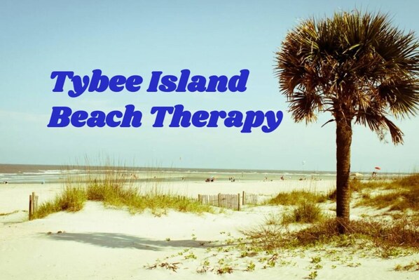 On the beach, sun loungers, beach towels