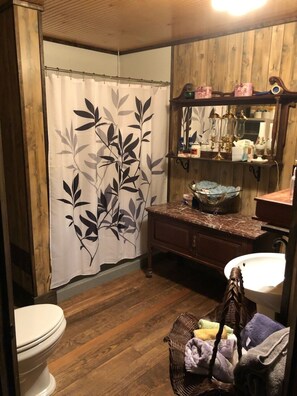 Dusche, Haartrockner, Handtücher, Toilettenpapier