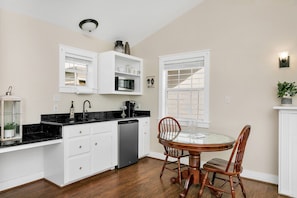 Fridge, microwave, coffee/tea maker