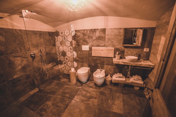 Shower, bidet, towels