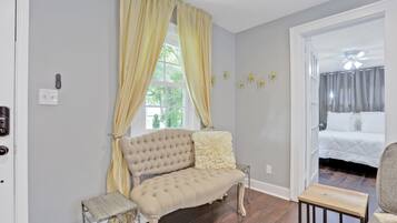 3 bedrooms, memory foam beds, iron/ironing board, travel crib