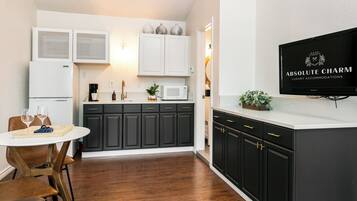 Fridge, microwave, coffee/tea maker