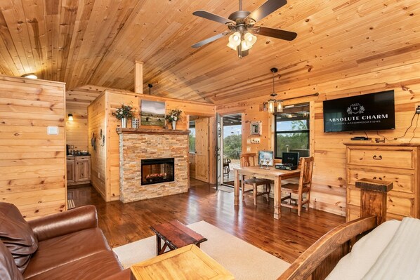 TV, fireplace, DVD player