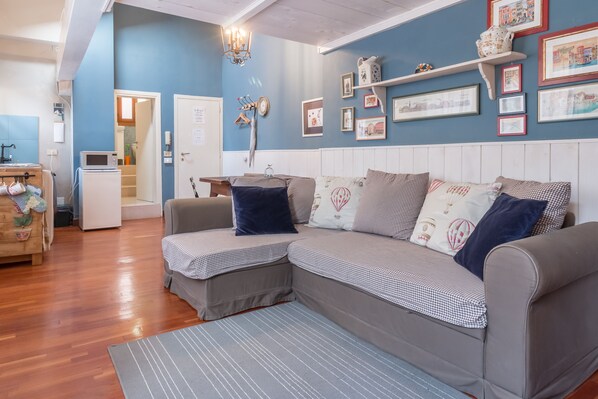 Flat-screen TV, books