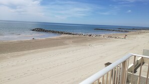 On the beach, sun-loungers, beach towels - Apt 1st line, seafront, 1st floor, 92m2 (PALAVAS LES FLOTS)