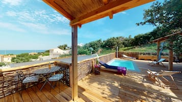 Luxury-Chalet, 4 Schlafzimmer, Meerblick | Terrasse/Patio