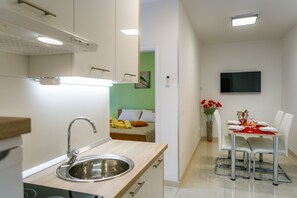 Fridge, microwave, stovetop, dishwasher