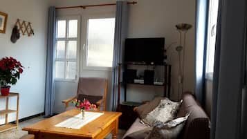 TV, books, music library, stereo