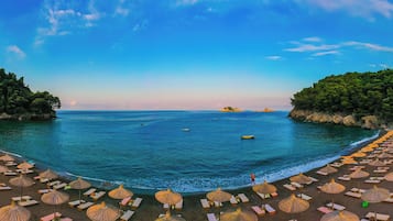 Private beach nearby, sun-loungers, beach umbrellas, 2 beach bars