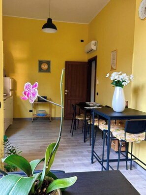 Großer Kühlschrank, Herdplatte, Kochgeschirr/Geschirr/Besteck