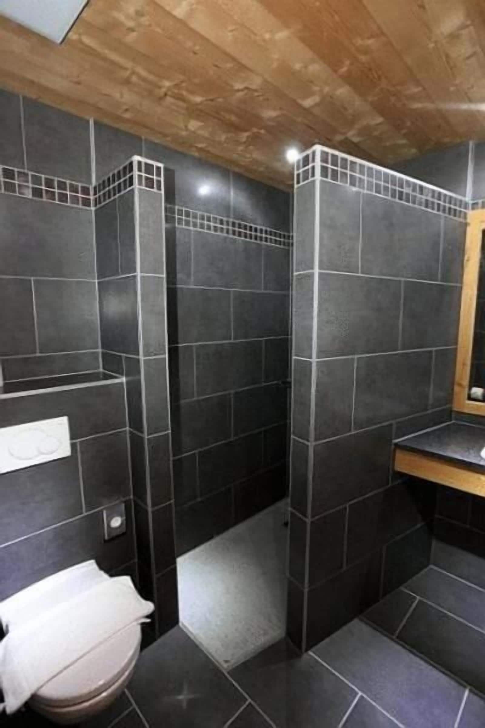 shower, hair dryer, bathrobes, slippers