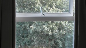 A room with a window overlooking a tree. - Jasmine Central Guest House (Aberdeen)