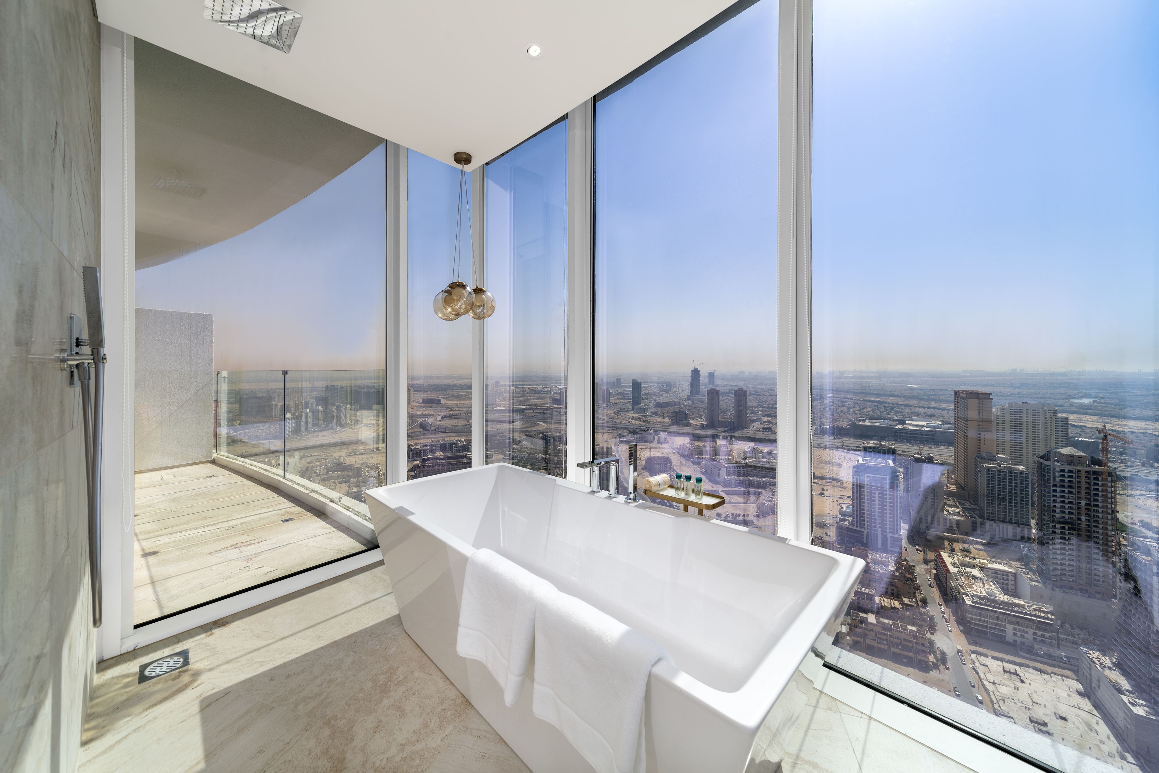 superior sky | double queen | bathroom | separate bathtub and shower, rainfall showerhead