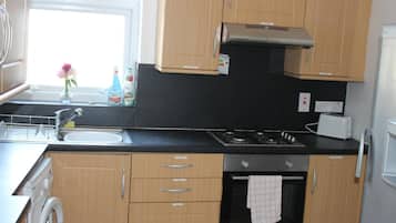 Fridge, microwave, oven, electric kettle