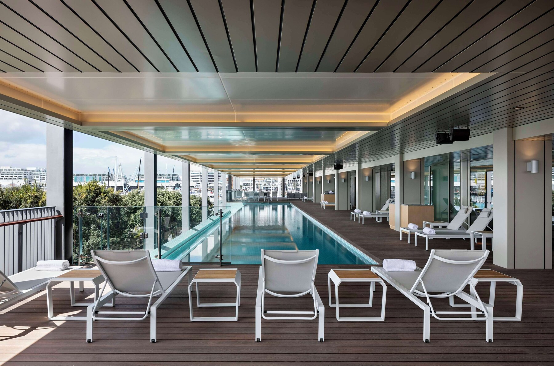 Outdoor pool, sun loungers