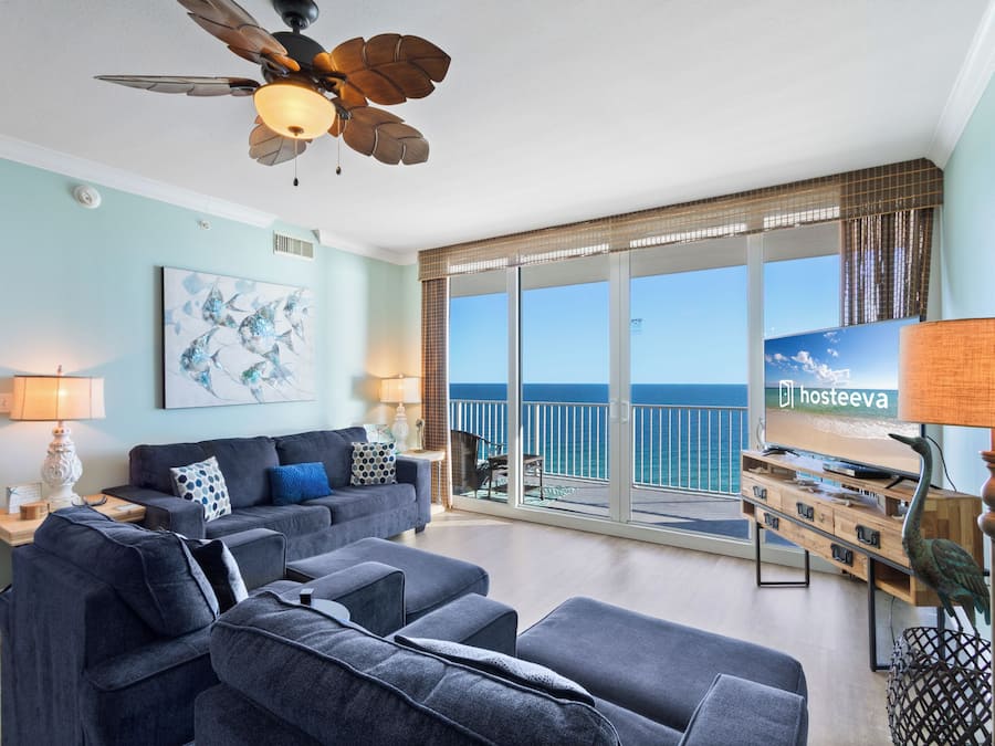 Familieleilighet, 3 soverom, massasjebadekar, strandutsikt | Oppholdsrom