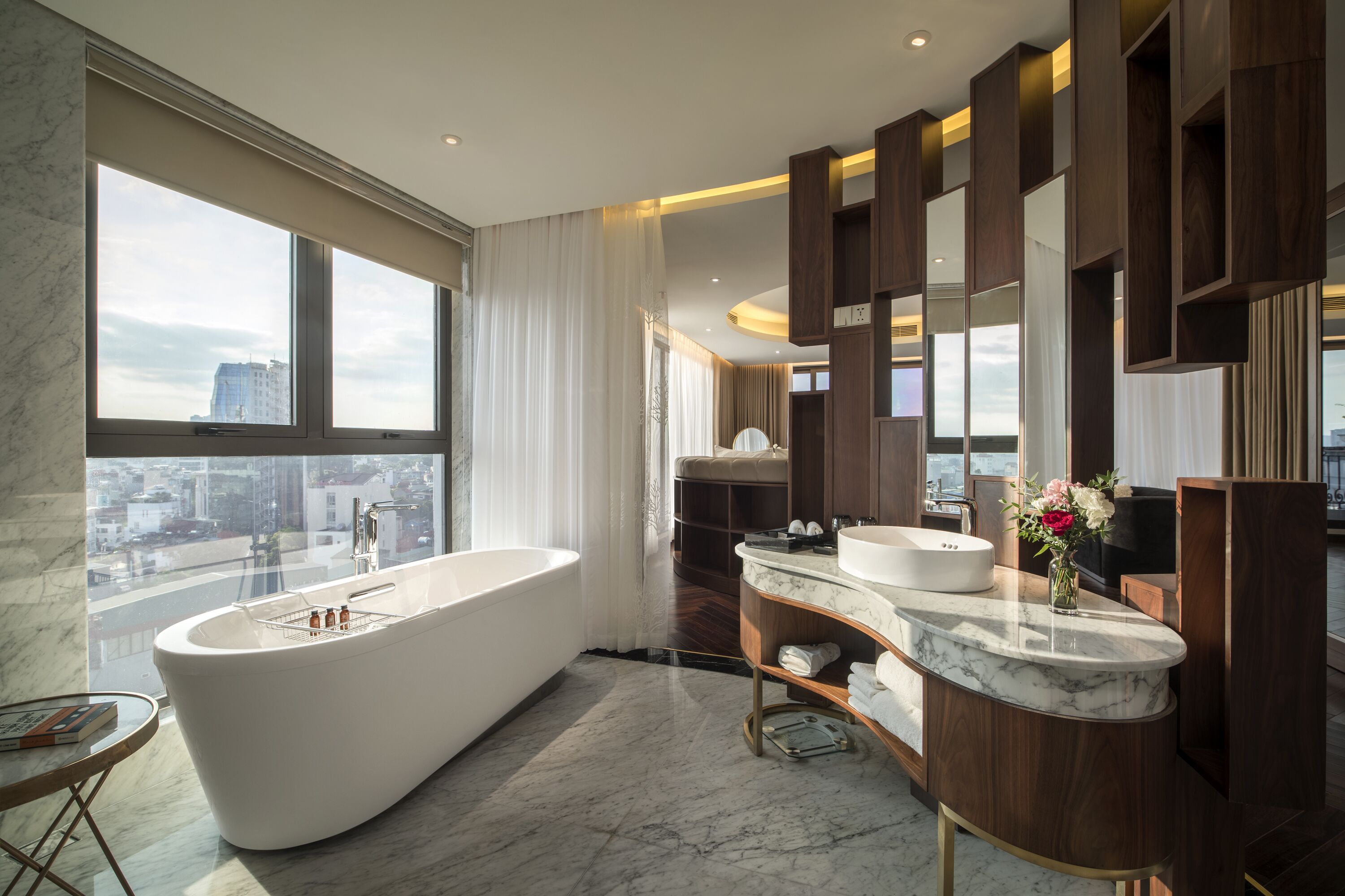 suite with terrace, panorama view | bathroom | separate bathtub and shower, rainfall showerhead, free toiletries