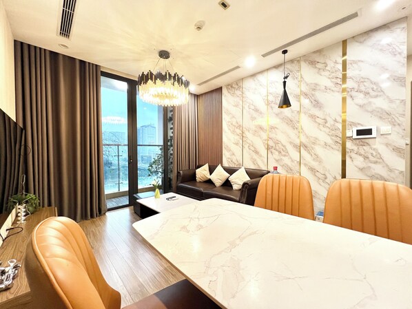 Luxury Apartment, 2 Bedrooms, City View, Tower | Living area | 55-inch Smart TV with digital channels, TV
