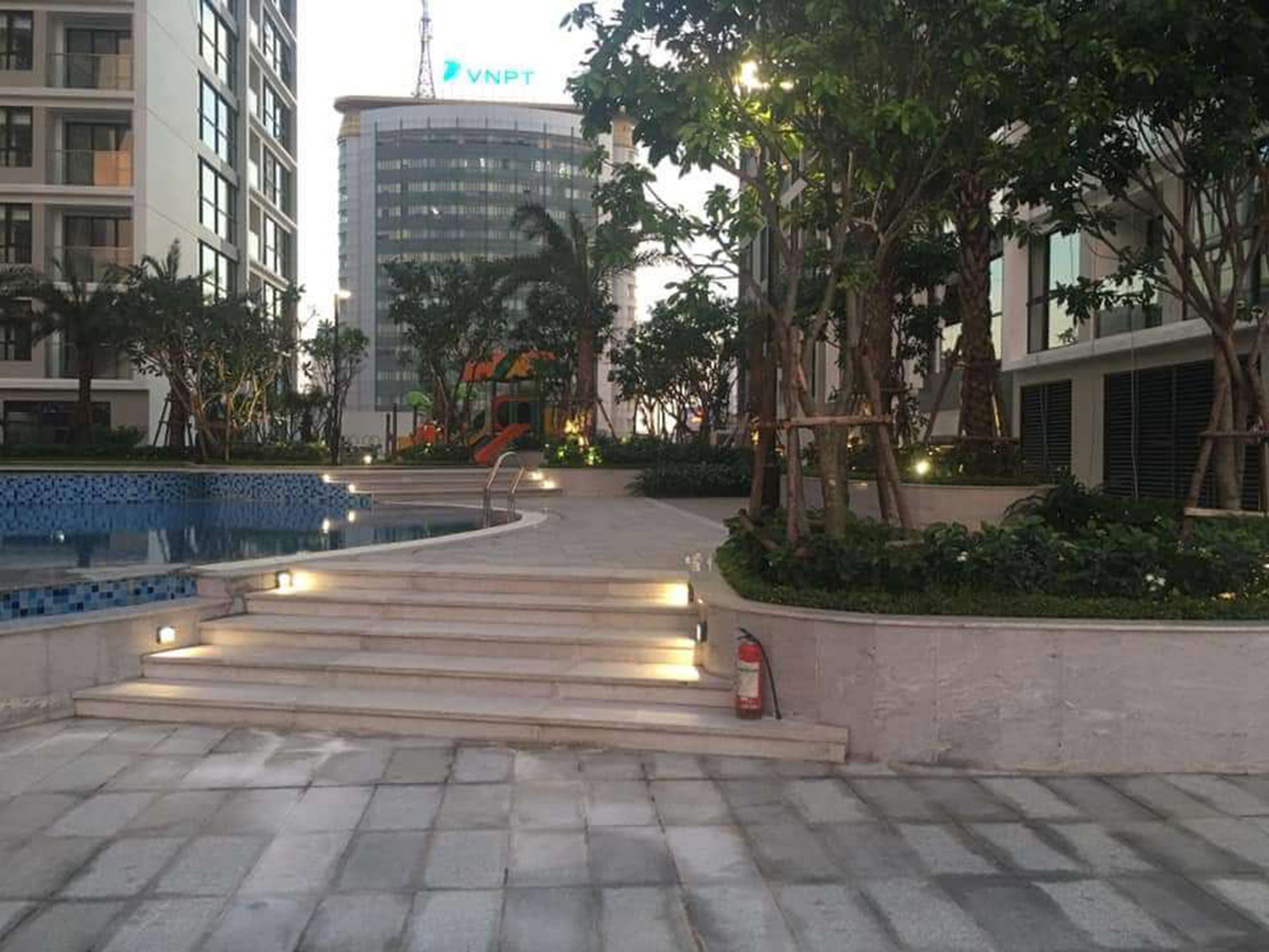 A modern building with a sign reading "VNPT".