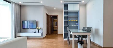 Luxury Apartment, 3 Bedrooms, Lake View, Tower | Living area | 55-inch Smart TV with digital channels, TV