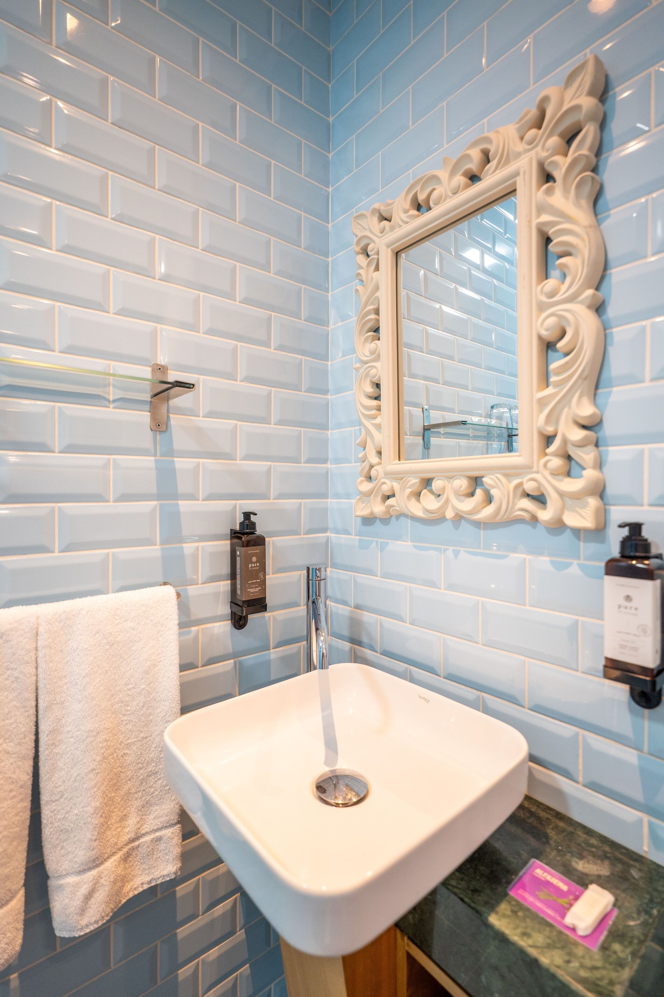 double room | bathroom | shower, hair dryer, towels, soap