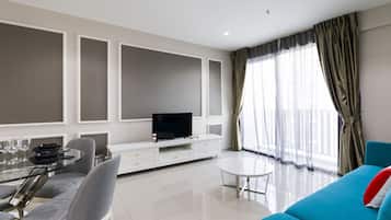 Deluxe Apartment, 2 Bedrooms | Living area | LCD TV