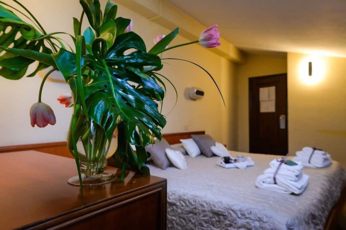 Kamer, 1 twee- of 2 eenpersoonsbedden, privébadkamer | 1 slaapkamer, een bureau, een strijkplank/strijkijzer, babybedden