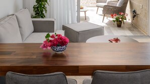 Deluxe Apartment | Living area | 45-inch flat-screen TV with premium channels, TV -  Design & Veranda next to Mahane Yehuda Market by FeelHome (Jerusalem)